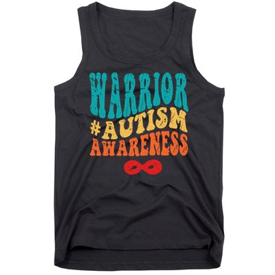 retro groovy autism warrior infinity autism awareness gift Tank Top
