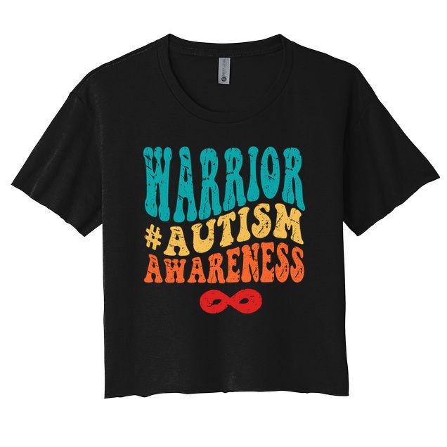 retro groovy autism warrior infinity autism awareness gift Women's Crop Top Tee