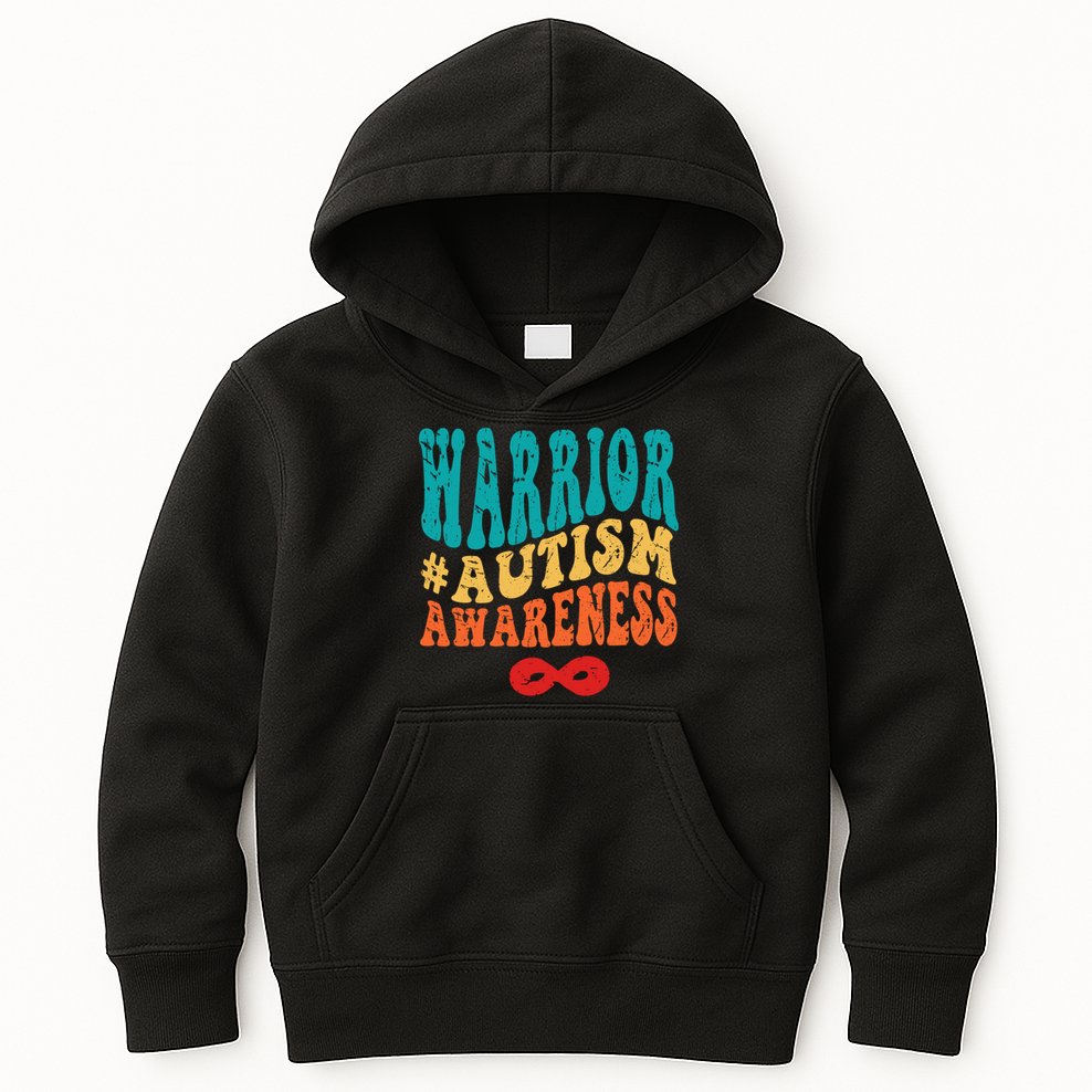 retro groovy autism warrior infinity autism awareness gift Kids Hoodie