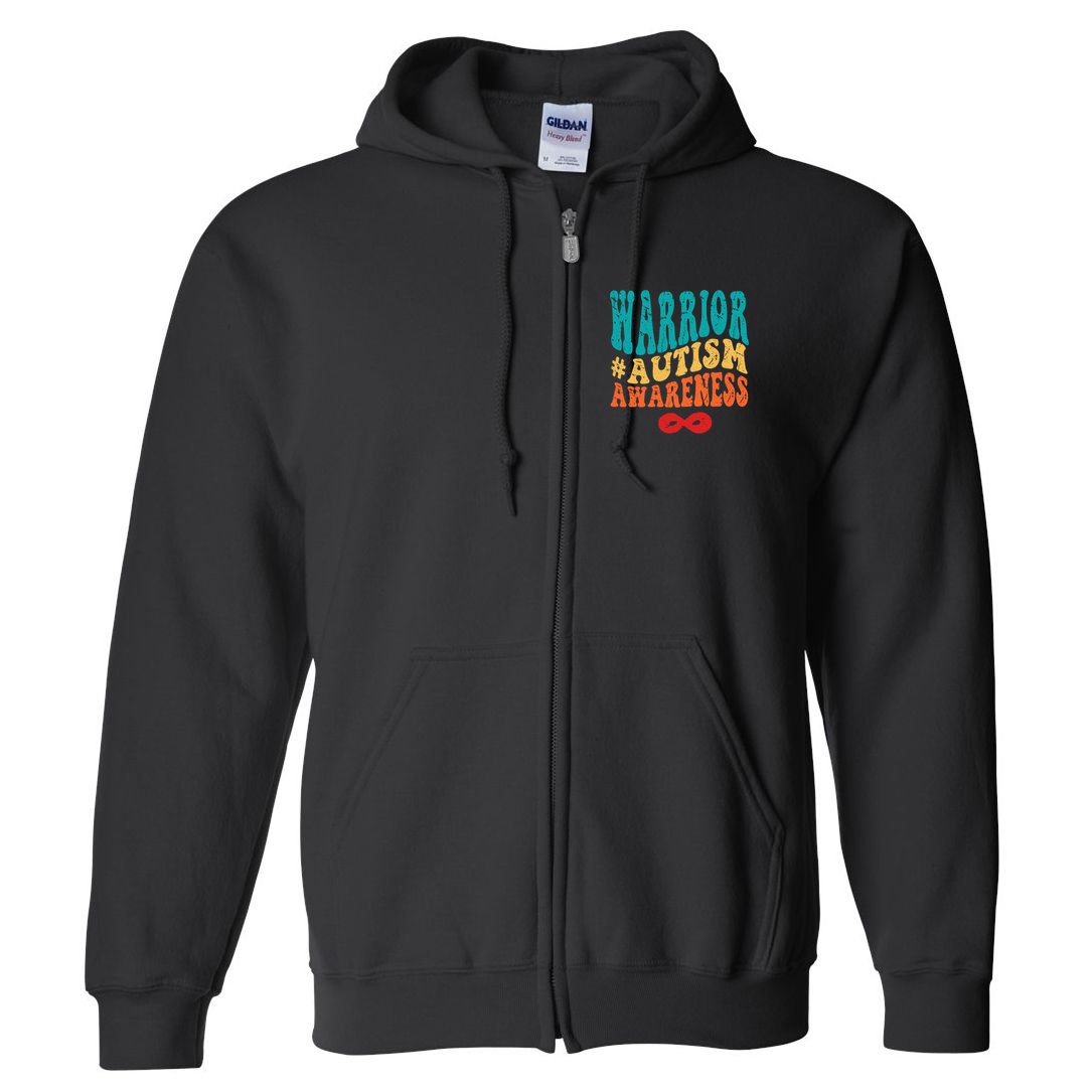 retro groovy autism warrior infinity autism awareness gift Full Zip Hoodie