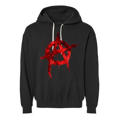 Red Graffiti Anarchy Symbol Garment-Dyed Fleece Hoodie