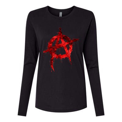 Red Graffiti Anarchy Symbol Womens Cotton Relaxed Long Sleeve T-Shirt