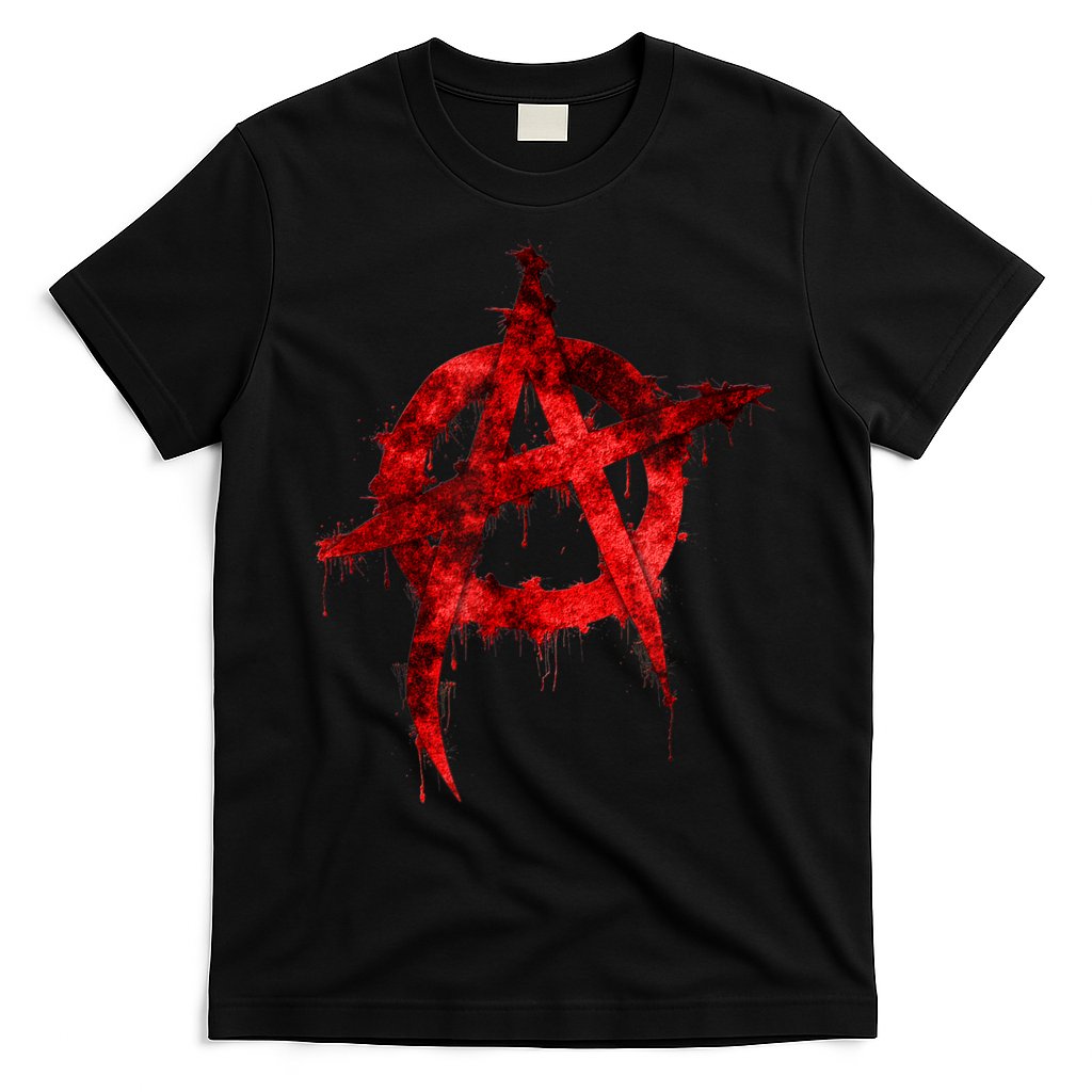 Red Graffiti Anarchy Symbol T-Shirt