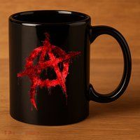 Red Graffiti Anarchy Symbol 11oz C Handle Ceramic Mug