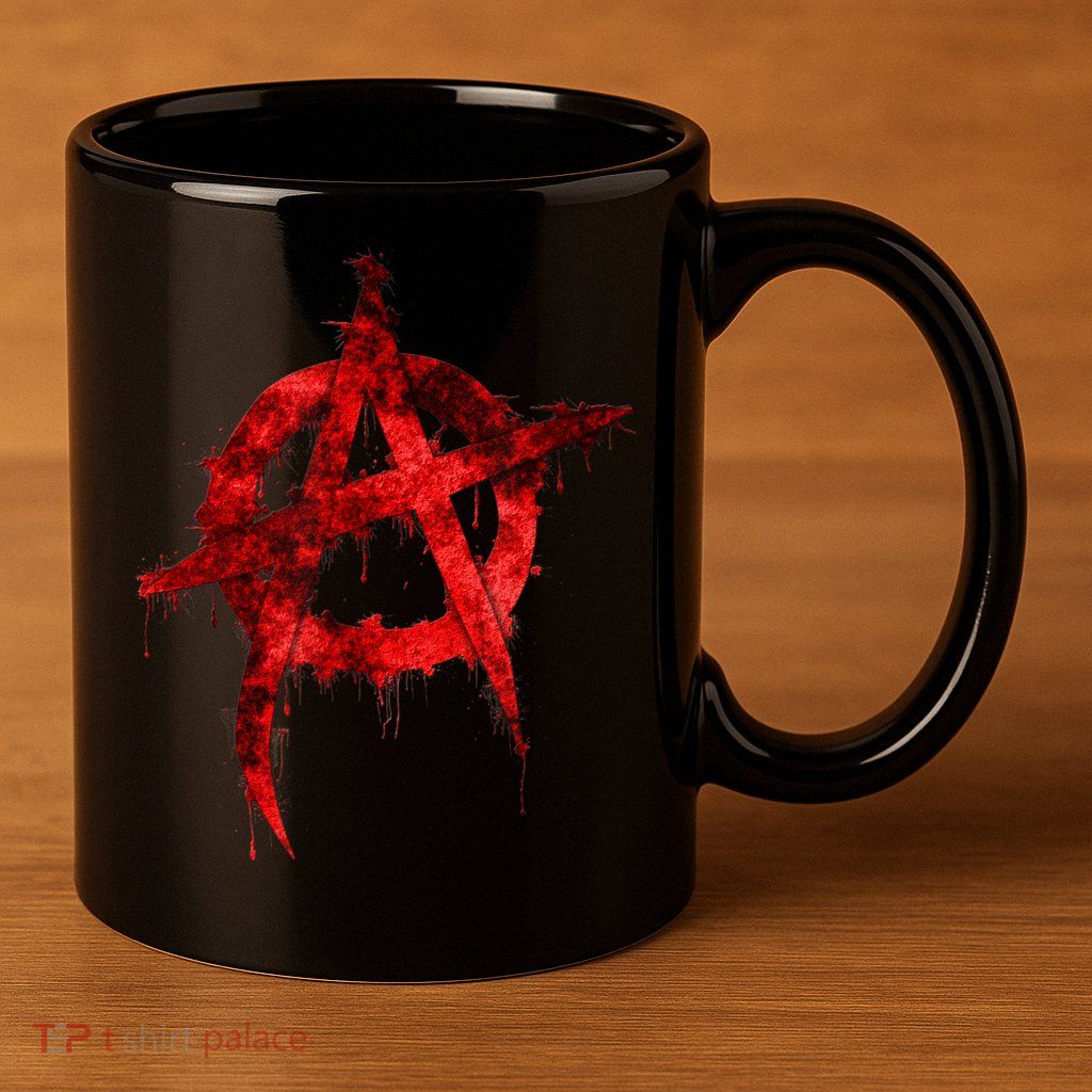 Red Graffiti Anarchy Symbol 11oz C Handle Ceramic Mug