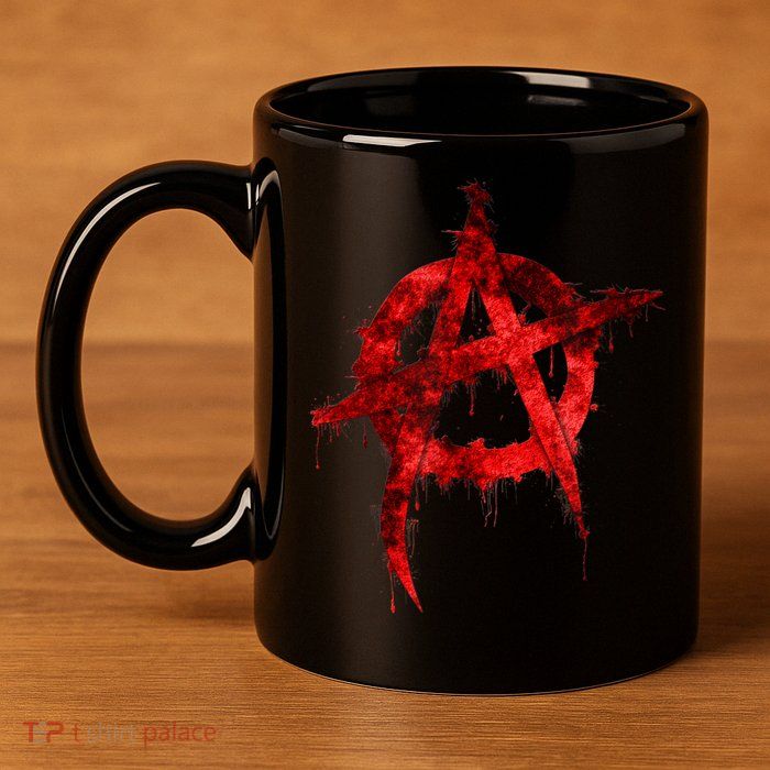 Red Graffiti Anarchy Symbol 11oz C Handle Ceramic Mug