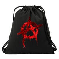 Red Graffiti Anarchy Symbol Drawstring Bag