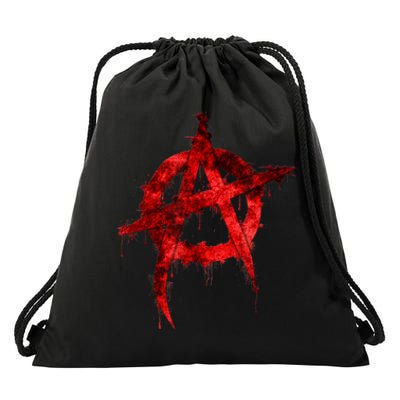 Red Graffiti Anarchy Symbol Drawstring Bag