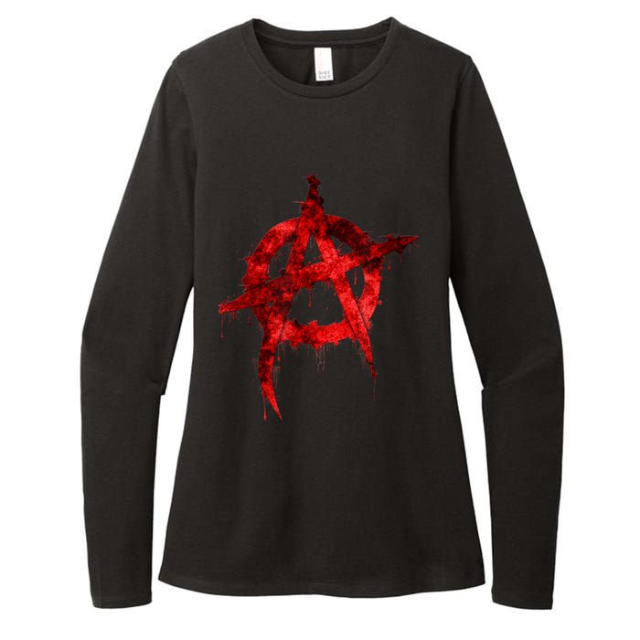 Red Graffiti Anarchy Symbol Womens CVC Long Sleeve Shirt