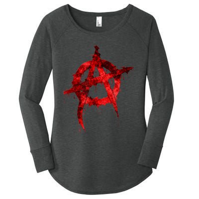 Red Graffiti Anarchy Symbol Women's Perfect Tri Tunic Long Sleeve Shirt