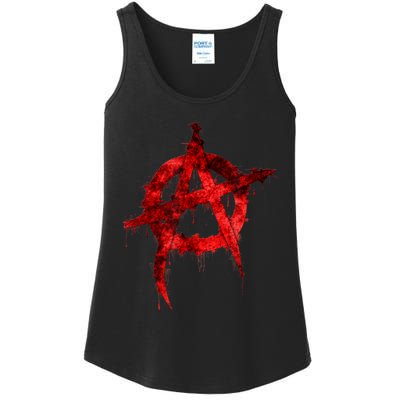 Red Graffiti Anarchy Symbol Ladies Essential Tank