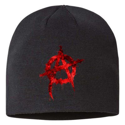 Red Graffiti Anarchy Symbol Sustainable Beanie