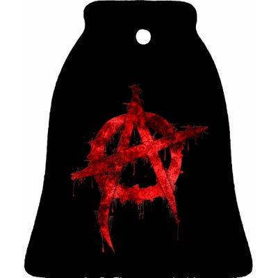 Red Graffiti Anarchy Symbol Ceramic Bell Ornament