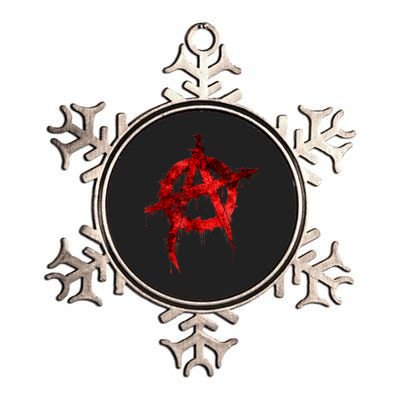 Red Graffiti Anarchy Symbol Metallic Star Ornament