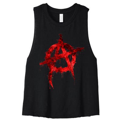 Red Graffiti Anarchy Symbol Women's Racerback Cropped Tank