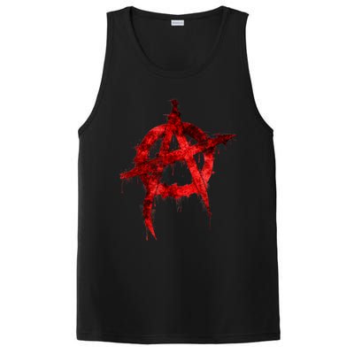 Red Graffiti Anarchy Symbol PosiCharge Competitor Tank