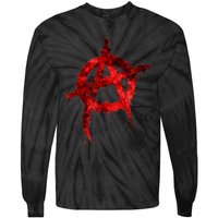 Red Graffiti Anarchy Symbol Tie-Dye Long Sleeve Shirt