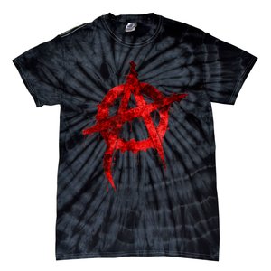 Red Graffiti Anarchy Symbol Tie-Dye T-Shirt