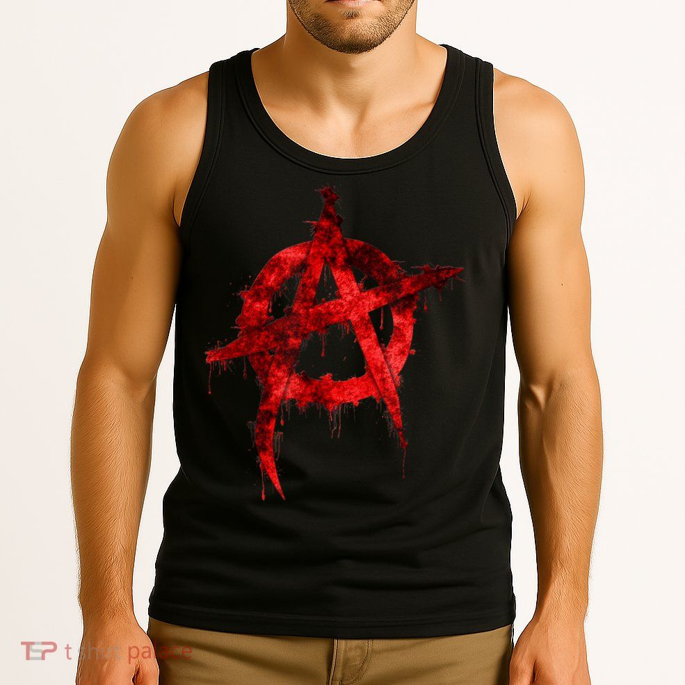 Red Graffiti Anarchy Symbol Tank Top