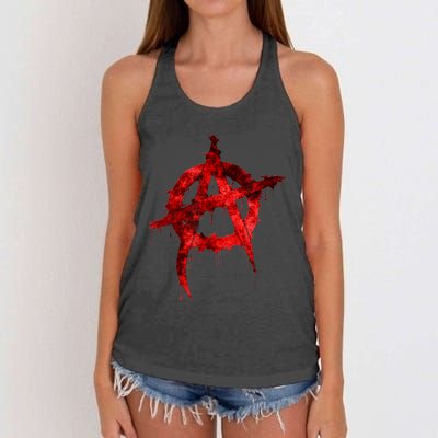 Red Graffiti Anarchy Symbol Women's Knotted Racerback Tank