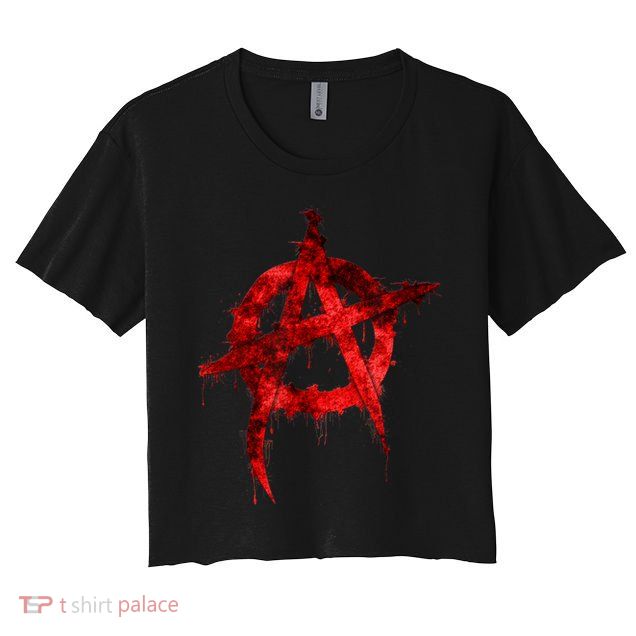 Red Graffiti Anarchy Symbol Crop Top