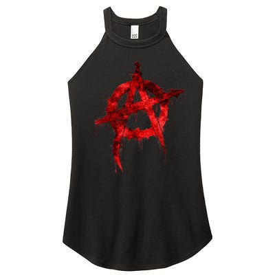 Red Graffiti Anarchy Symbol Women's Perfect Tri Rocker Tank