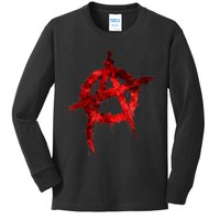 Red Graffiti Anarchy Symbol Kids Long Sleeve Shirt