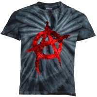 Red Graffiti Anarchy Symbol Kids Tie-Dye T-Shirt