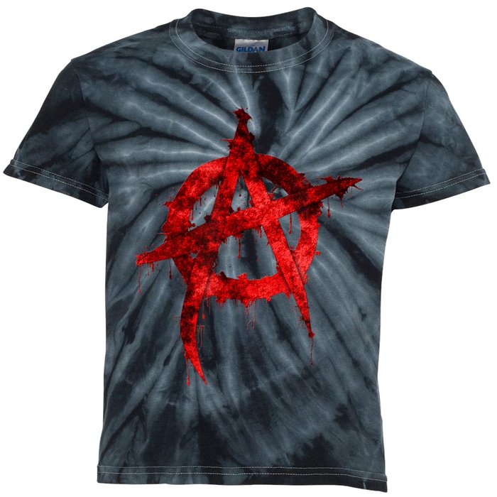 Red Graffiti Anarchy Symbol Kids Tie-Dye T-Shirt