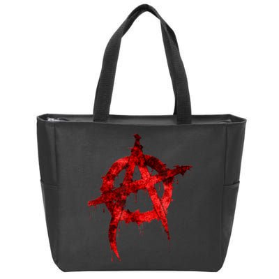 Red Graffiti Anarchy Symbol Zip Tote Bag