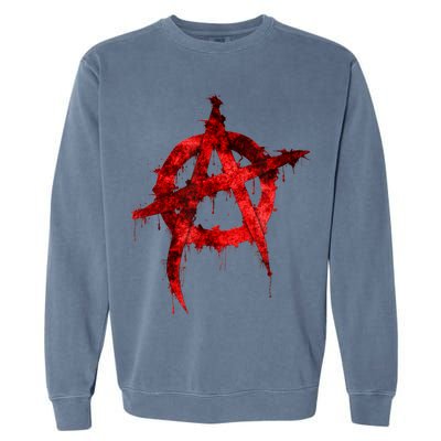 Red Graffiti Anarchy Symbol Garment-Dyed Sweatshirt