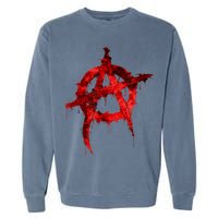 Red Graffiti Anarchy Symbol Garment-Dyed Sweatshirt