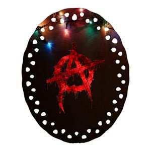 Red Graffiti Anarchy Symbol Ceramic Oval Ornament