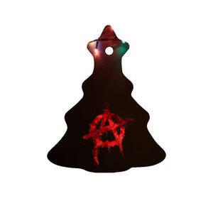 Red Graffiti Anarchy Symbol Ceramic Tree Ornament