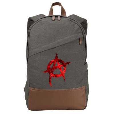 Red Graffiti Anarchy Symbol Cotton Canvas Backpack