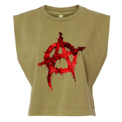 Red Graffiti Anarchy Symbol Garment-Dyed Women's Muscle Tee