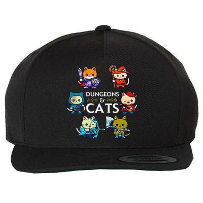 Rpg Gamer And Cats D20 Dice Nerdy Cute Cat Wool Snapback Cap