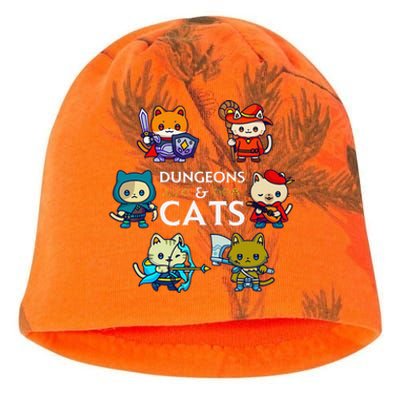 Rpg Gamer And Cats D20 Dice Nerdy Cute Cat Kati - Camo Knit Beanie