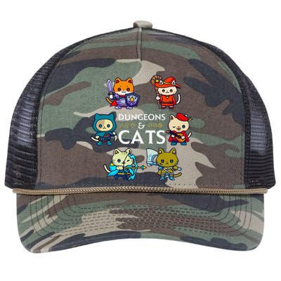 Rpg Gamer And Cats D20 Dice Nerdy Cute Cat Retro Rope Trucker Hat Cap