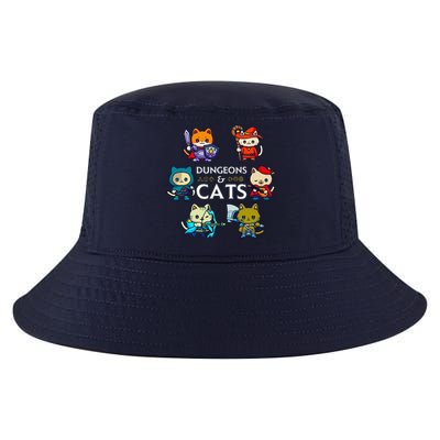 Rpg Gamer And Cats D20 Dice Nerdy Cute Cat Cool Comfort Performance Bucket Hat