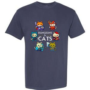 Rpg Gamer And Cats D20 Dice Nerdy Cute Cat Garment-Dyed Heavyweight T-Shirt