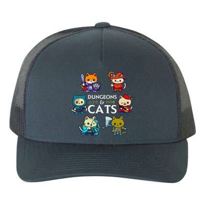 Rpg Gamer And Cats D20 Dice Nerdy Cute Cat Yupoong Adult 5-Panel Trucker Hat