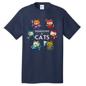 Rpg Gamer And Cats D20 Dice Nerdy Cute Cat Tall T-Shirt