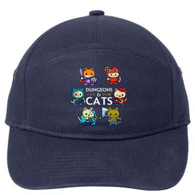 Rpg Gamer And Cats D20 Dice Nerdy Cute Cat 7-Panel Snapback Hat