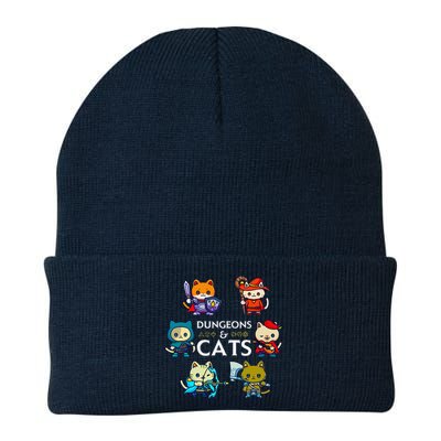 Rpg Gamer And Cats D20 Dice Nerdy Cute Cat Knit Cap Winter Beanie