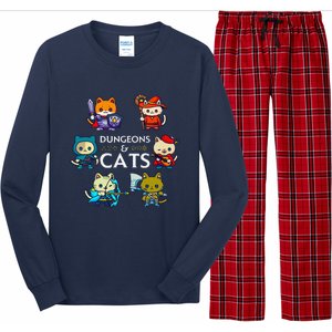 Rpg Gamer And Cats D20 Dice Nerdy Cute Cat Long Sleeve Pajama Set