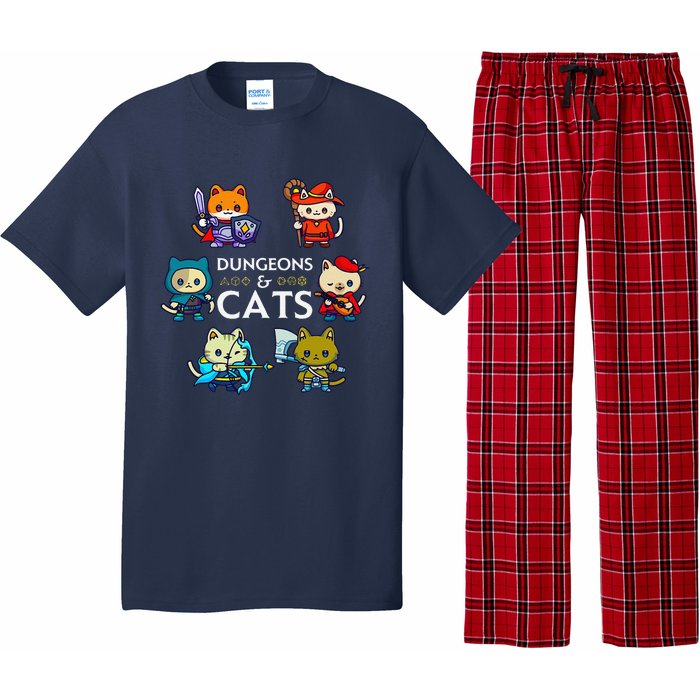 Rpg Gamer And Cats D20 Dice Nerdy Cute Cat Pajama Set