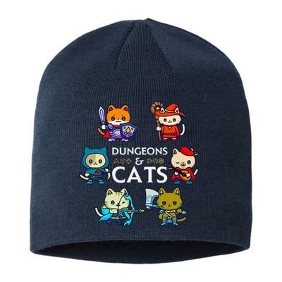 Rpg Gamer And Cats D20 Dice Nerdy Cute Cat Sustainable Beanie