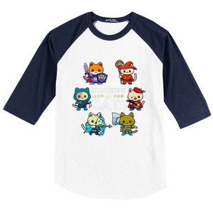 Rpg Gamer And Cats D20 Dice Nerdy Cute Cat Baseball Sleeve Shirt