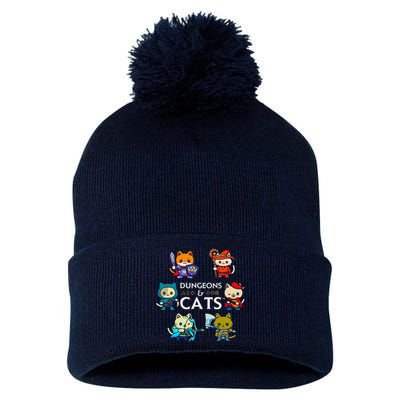 Rpg Gamer And Cats D20 Dice Nerdy Cute Cat Pom Pom 12in Knit Beanie